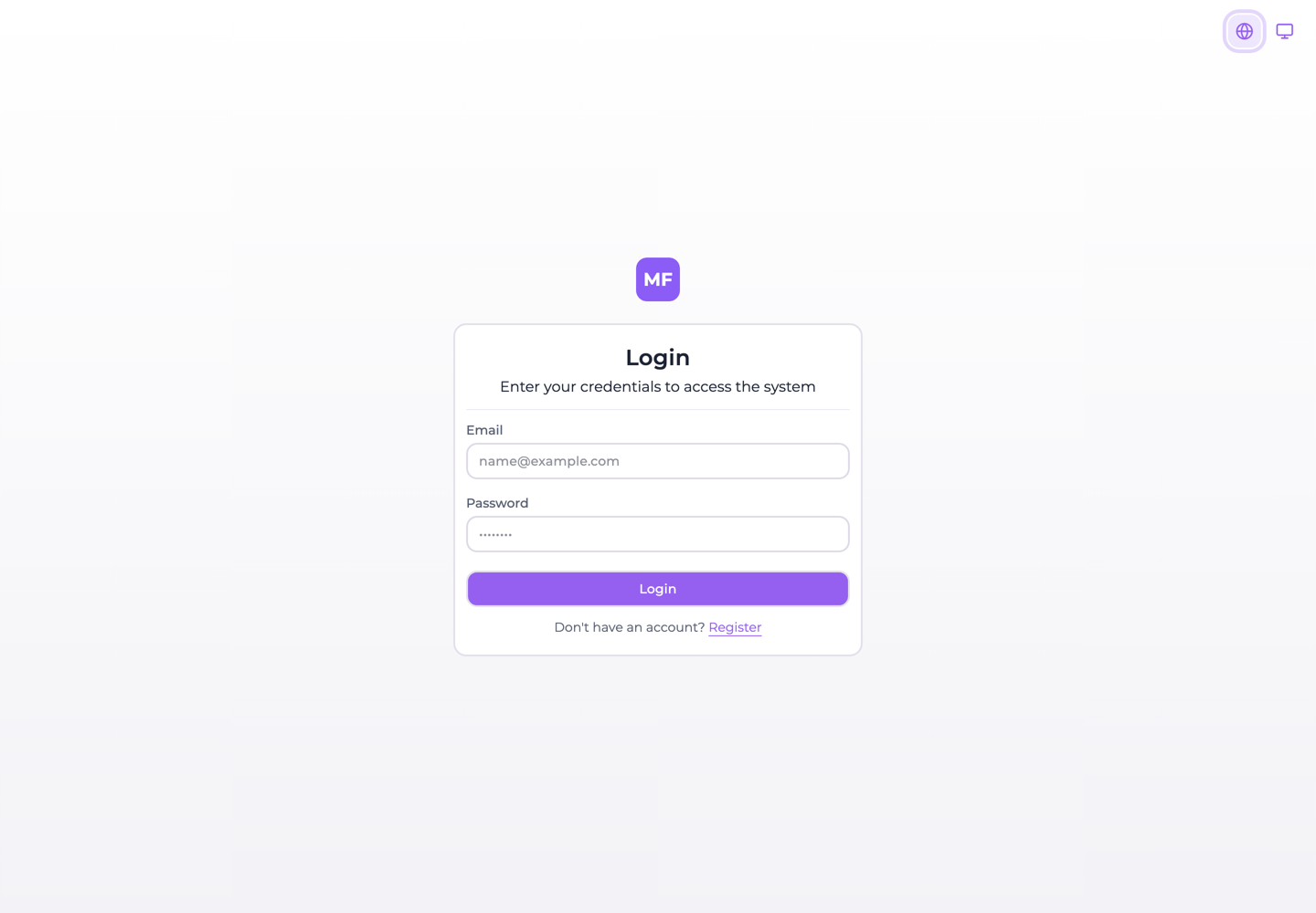 The MFE Orchestrator sign-in page