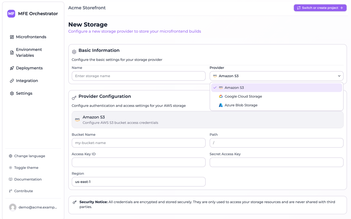 Choosing a storage provider