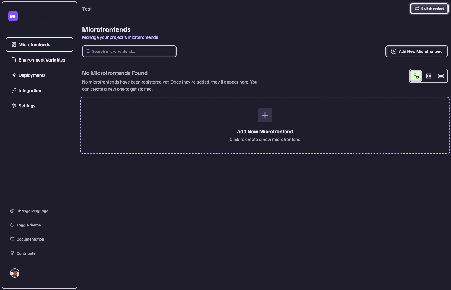 Add New Microfrontend